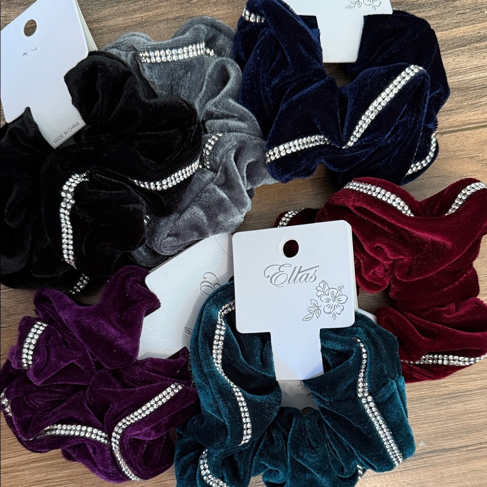 Ella Rhinestone Velvet Scrunchies
